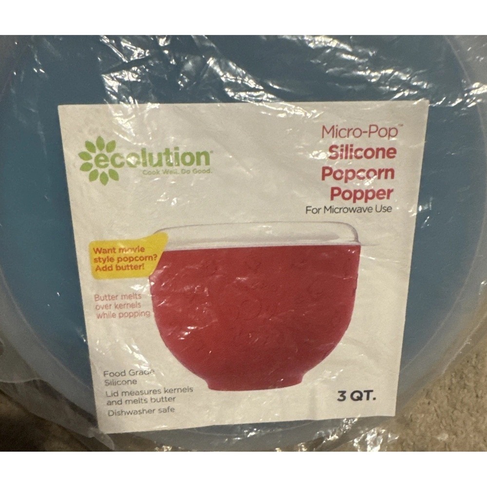 3 Qt Ecolution Micro-Pop Silicone Popcorn Popper Microwave Blue New‎